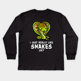 I Just Really Like Snakes OK? Funny Kawaii Cartoon Kids Long Sleeve T-Shirt